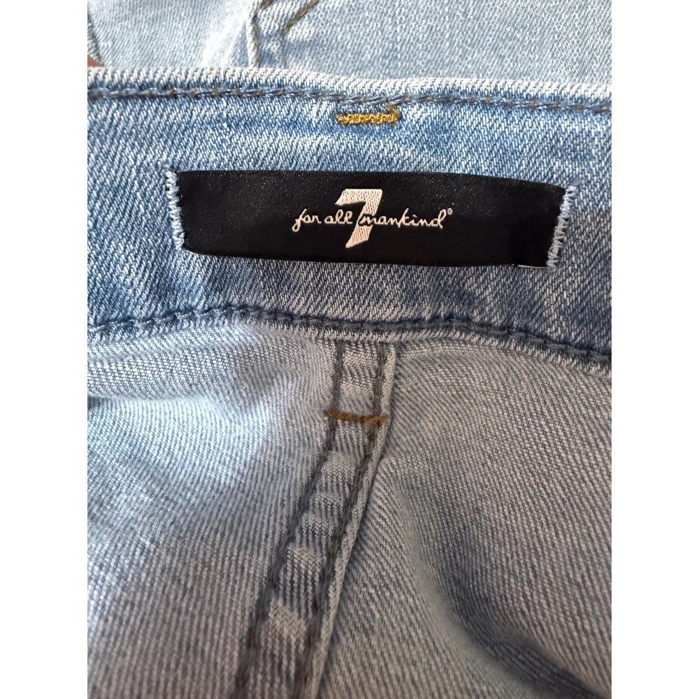 7 For All Mankind Size 31 Light Wash Flare Jeans Stretch Denim - Picture 5 of 9